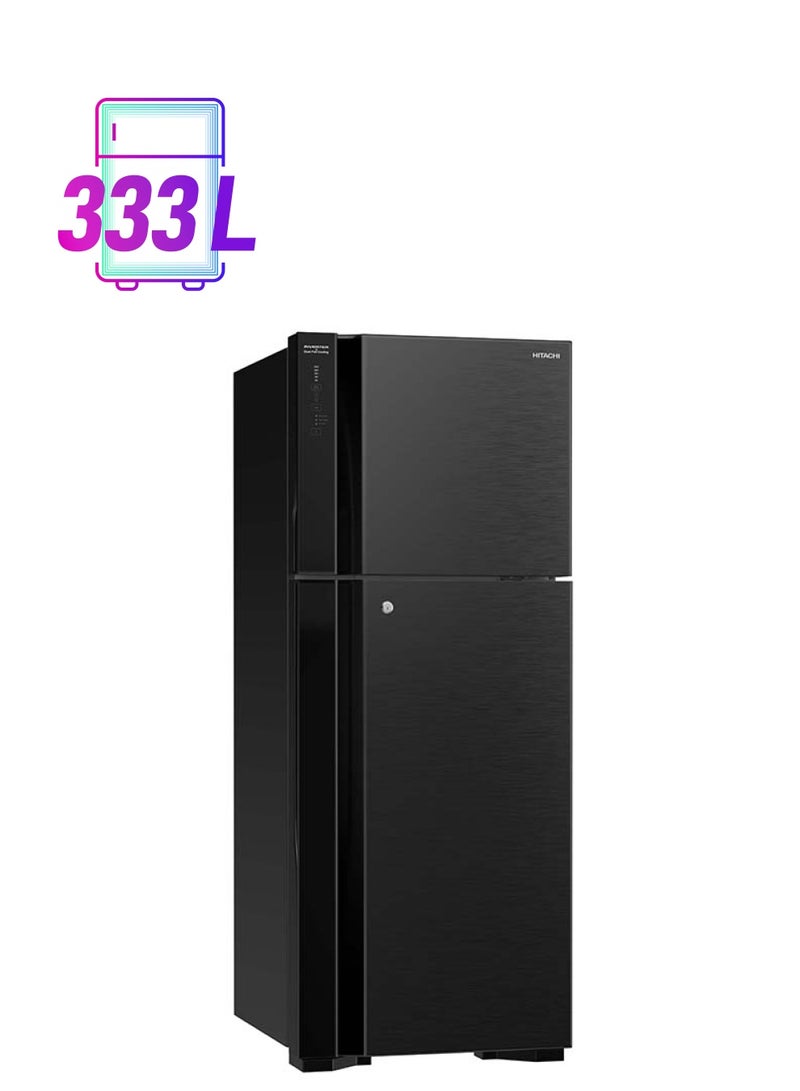 Hitachi 2-Door Top Freezer Refrigerator 450L (15.9 Cu.Ft.), Inverter Dual Fan Cooling, Fresh Select, Dual Sensing Control, Touch Screen Controller, Brilliant Black – HRTN7489DFBBKSA 333 L HRTN7489DFBBKSA Black - Image 1