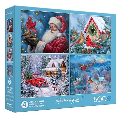 Ceaco Abraham Hunter Holiday and Winter Multipack Collection of Puzzles for Adults Challenging and Perfect for Game Nights Finished Puzzle Size Varies - Image 1