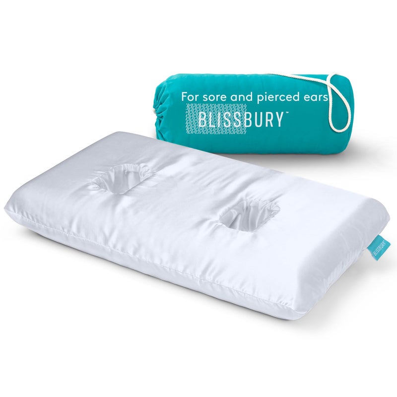 BLISSBURY BLISSBURY Ear Pillow with Satin Case | Ear Piercing Pillow Design | 4" to 5" Adjustable Memory Foam Pillow | Ear Hole Pillow for CNH chondrodermatitis Relief, Ear Pain, and Ear Pillow for Piercing  - Image 1