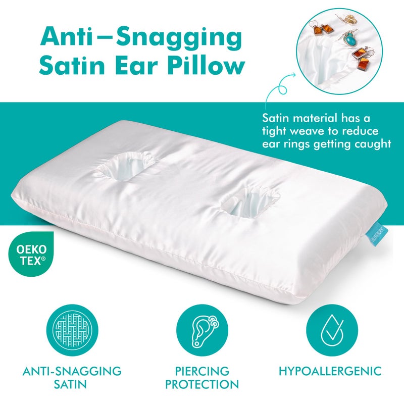 BLISSBURY BLISSBURY Ear Pillow with Satin Case | Ear Piercing Pillow Design | 4" to 5" Adjustable Memory Foam Pillow | Ear Hole Pillow for CNH chondrodermatitis Relief, Ear Pain, and Ear Pillow for Piercing  - Image 2