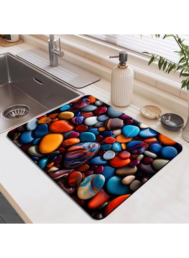 Kitchen Drain Mat Coffee Maker Bar Mat Placemat Coaster Absorbent Bowl Drying Heat Insulation Mat Technology Cloth Anti-perm Mat-Color:43-Specifications:40*50cm - Image 1