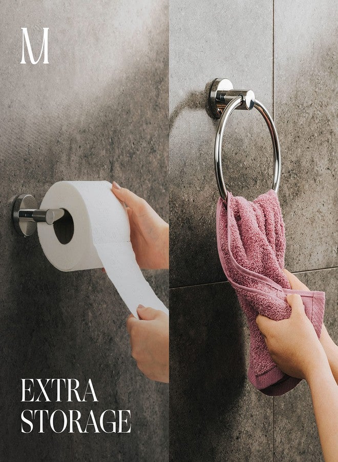 MARMOLUX ACC 2PCS Chrome Bathroom Hardware Set - Hand Towel Holder for Bathroom Wall & Toilet Paper Holder Wall Mount - Towel Holder Hanger Rack Stainless Steel Bathroom Set - Bathroom Towel Ring - Image 3