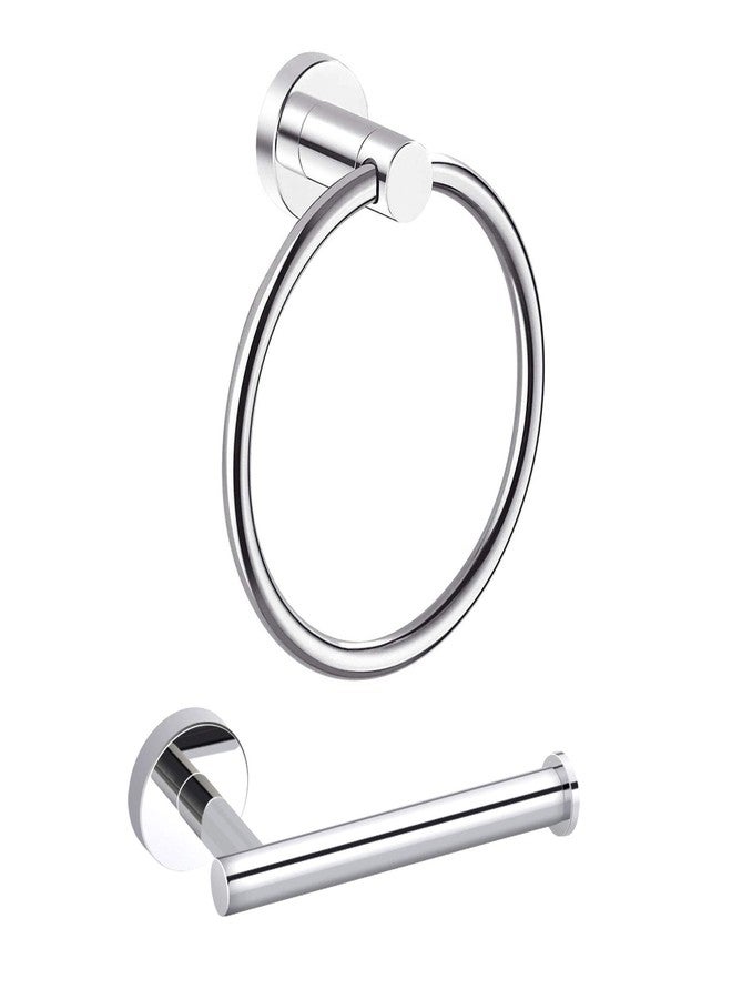 MARMOLUX ACC 2PCS Chrome Bathroom Hardware Set - Hand Towel Holder for Bathroom Wall & Toilet Paper Holder Wall Mount - Towel Holder Hanger Rack Stainless Steel Bathroom Set - Bathroom Towel Ring - Image 1