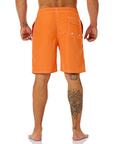KAILUA SURF شورت سباحة كايلوا سيرف للرجال - طويل، سريع الجفاف مع بطانة شبكية - 9 بوصة طول الساق - برتقالي - Image 2