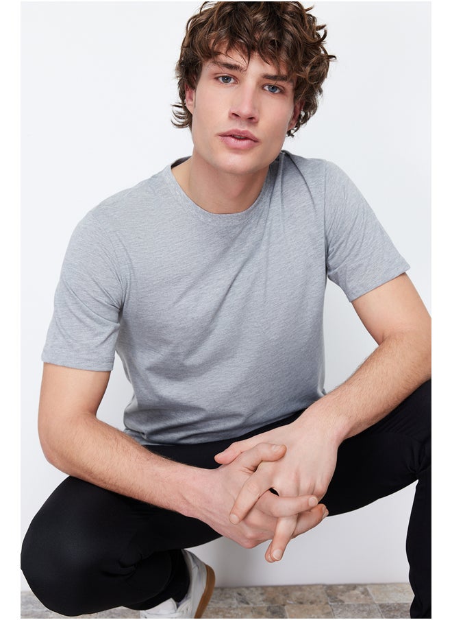 trendyol - Gray Basic Men's Slim Fit Short Sleeve Crew Neck T-Shirt - Image 1