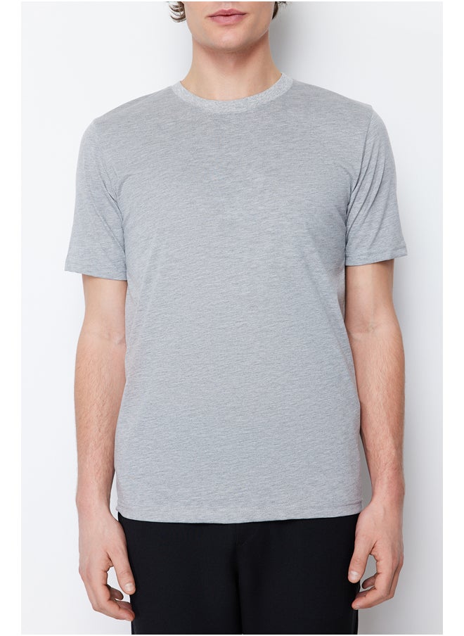 trendyol - Gray Basic Men's Slim Fit Short Sleeve Crew Neck T-Shirt - Image 1