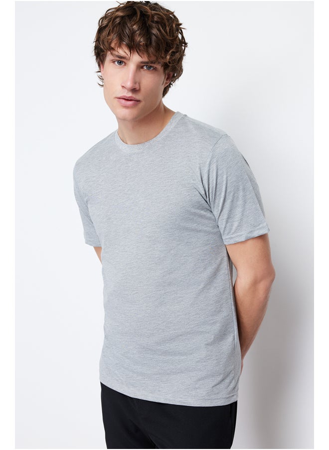 trendyol - Gray Basic Men's Slim Fit Short Sleeve Crew Neck T-Shirt - Image 1