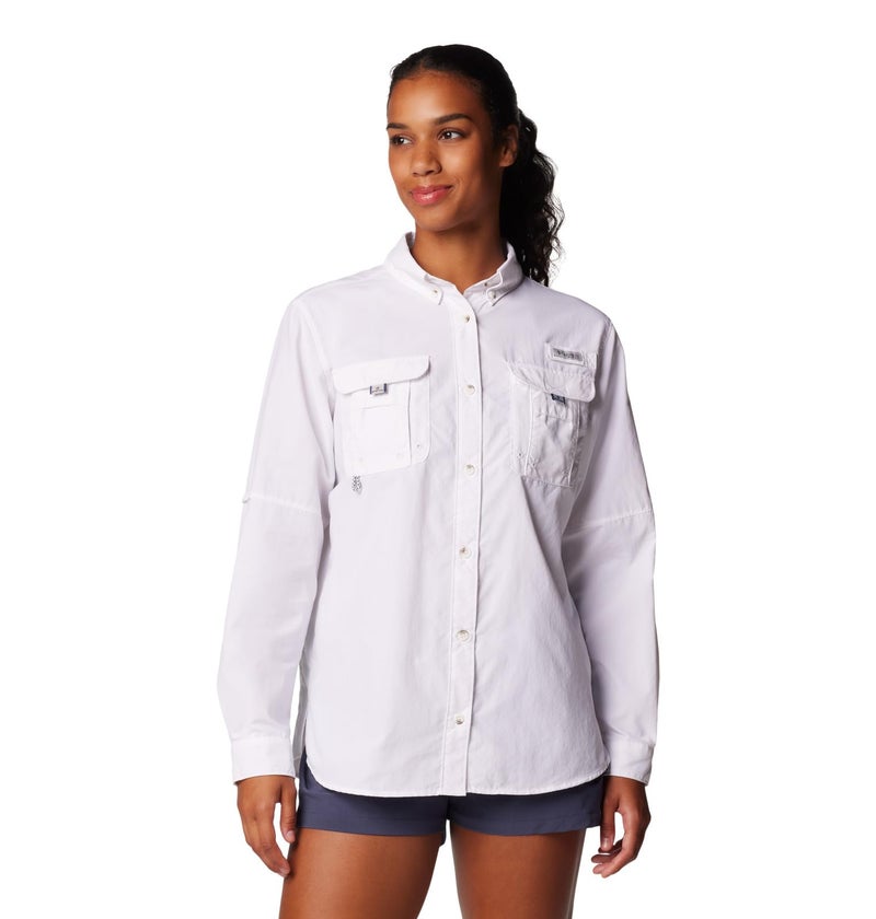 Columbia Womens PFG Bahama II Long Sleeve Fishing Shirt White Medium - Image 2