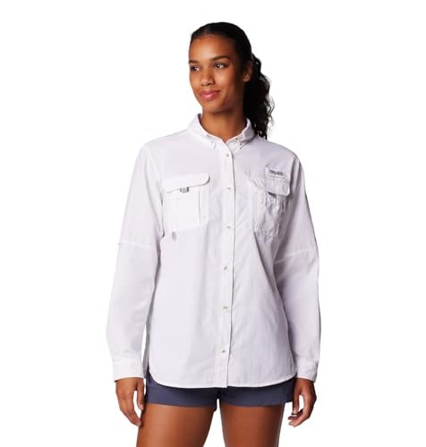 Columbia Womens PFG Bahama II Long Sleeve Fishing Shirt White Medium - Image 1