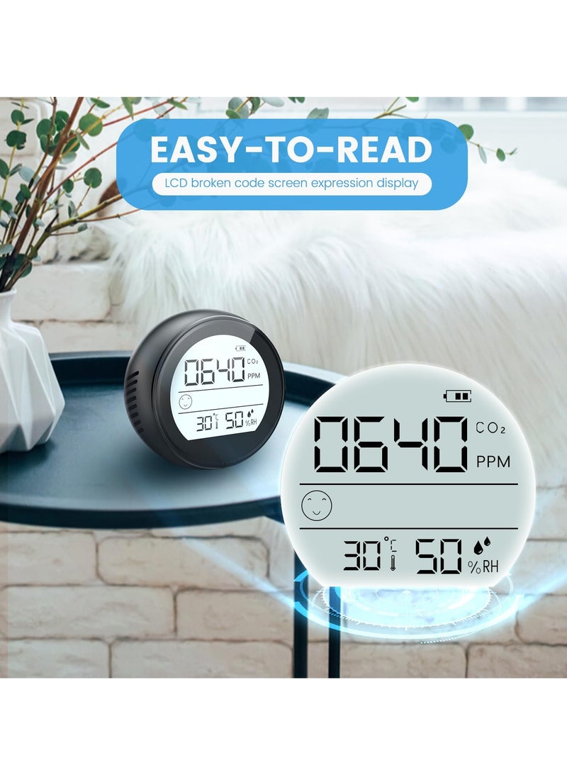 SYOSI - Mini CO2 Monitor, 3-in-1 Portable Carbon Dioxide Detector Temperature Humidity Air Analyzer, Stylish Highly Accurate CO2 Meter Sensor, Air Quality Monitor for Home Indoor Travel - Image 1