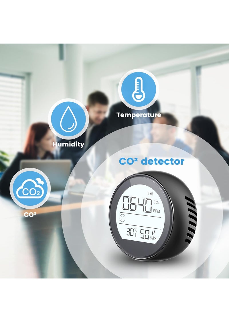 SYOSI - Mini CO2 Monitor, 3-in-1 Portable Carbon Dioxide Detector Temperature Humidity Air Analyzer, Stylish Highly Accurate CO2 Meter Sensor, Air Quality Monitor for Home Indoor Travel - Image 1