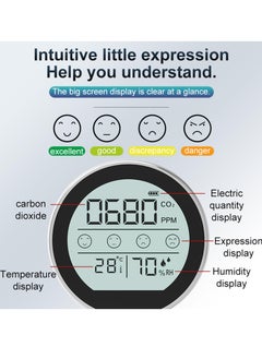 SYOSI Mini CO2 Monitor, 3-in-1 Portable Carbon Dioxide Detector Temperature Humidity Air Analyzer, Stylish Highly Accurate CO2 Meter Sensor, Air Quality Monitor for Home Indoor Travel  - Image 3