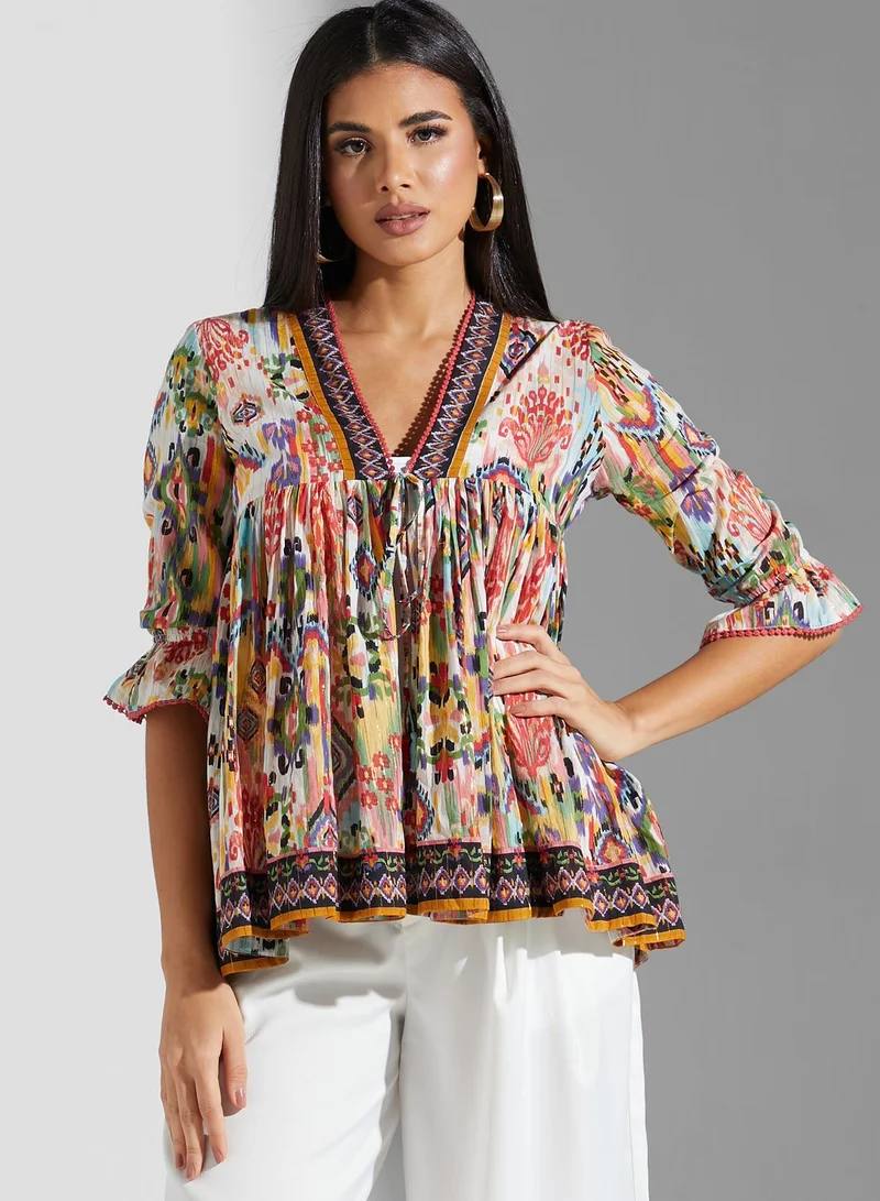 Aarke by Ritu Kumar Printed Pleated Shrug