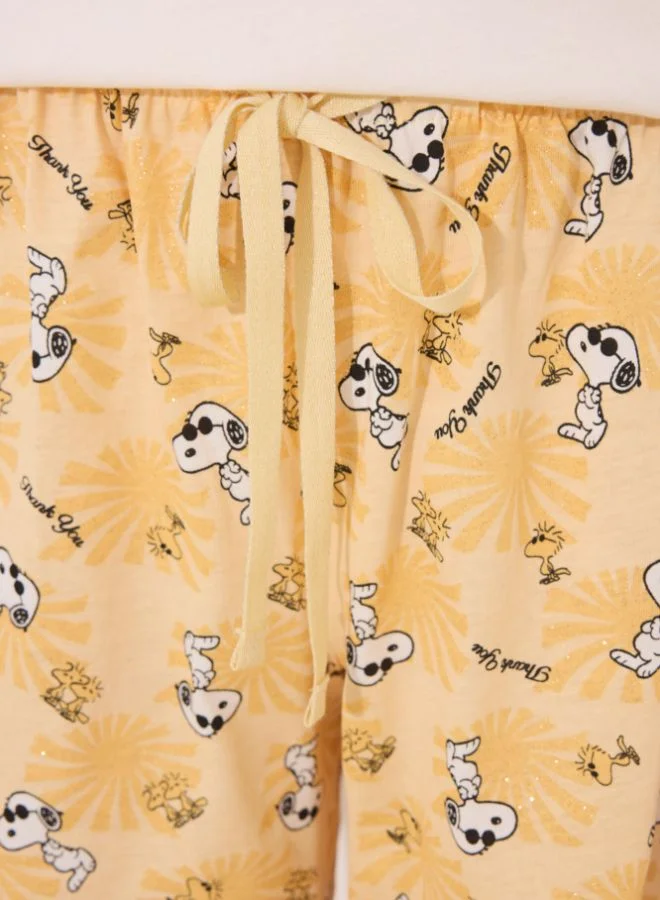 women'secret Snoopy ivory cotton short pyjamas