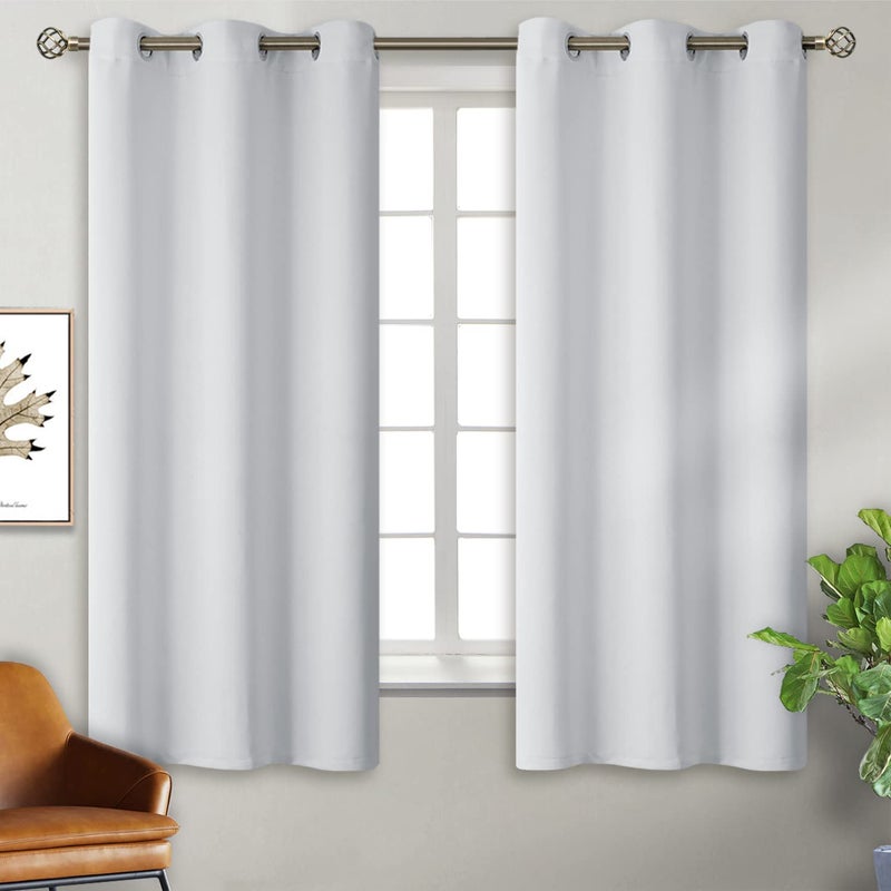 BGment Bgress Room الستائر الستائر 63 بوصة - الستائر الحرارية المعزولة الحرارية ستائر معالجة النافذة لغرفة النوم 2 لوحات 38 × 63 بوصة رمادية بيضاء - Image 1