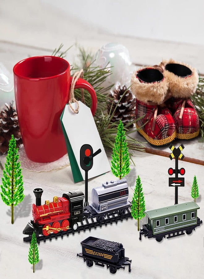 MEMOVAN Train Cake Toppers 13pcs Train Cake Decorations Mini Trains Toy Traffic Track Railway Lights Cake Topper Decorations for Boy's Kids Steam Trains Theme Birthday Party Supplies - Image 4