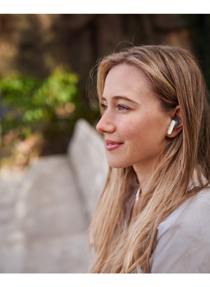 Florence TWS True Wireless ENC Earbuds with Low Latency and Touch Control / Gaming Mode / Voice Assistant / Quad-Mic / Type-C Charging / Seamless Sound and Zero Lag / Up to 6 Hours Working Time - White