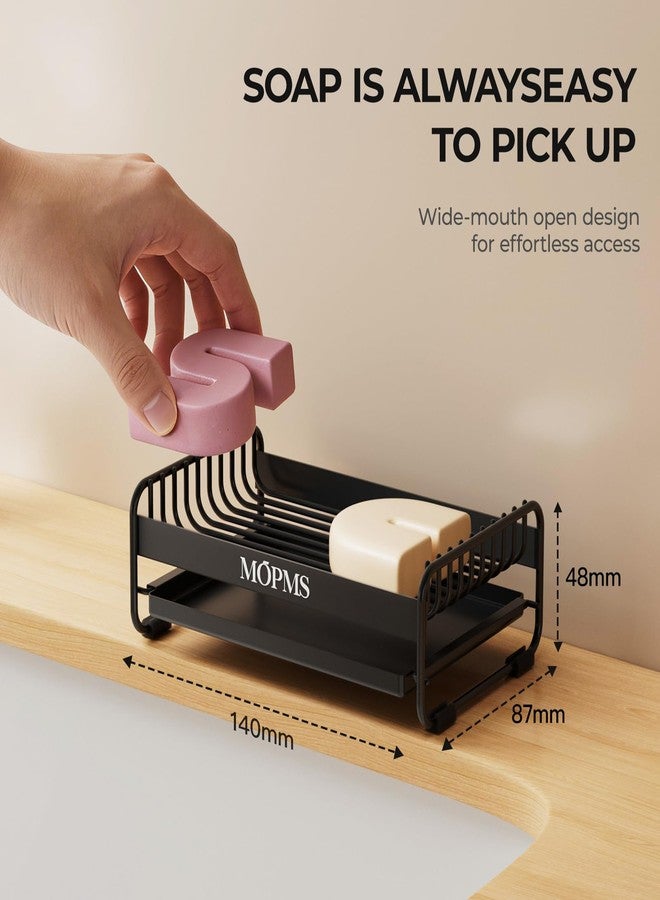 MOPMS Soap Dish for Shower, Carbon Steel Bar Soap Holder with Drainage and Water Tray, Soap Saver for Bathroom, Kicthen Sink and Countertop - Image 4
