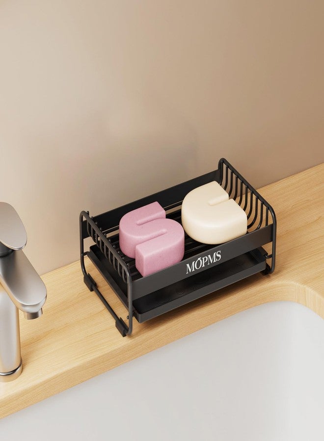 MOPMS Soap Dish for Shower, Carbon Steel Bar Soap Holder with Drainage and Water Tray, Soap Saver for Bathroom, Kicthen Sink and Countertop - Image 1