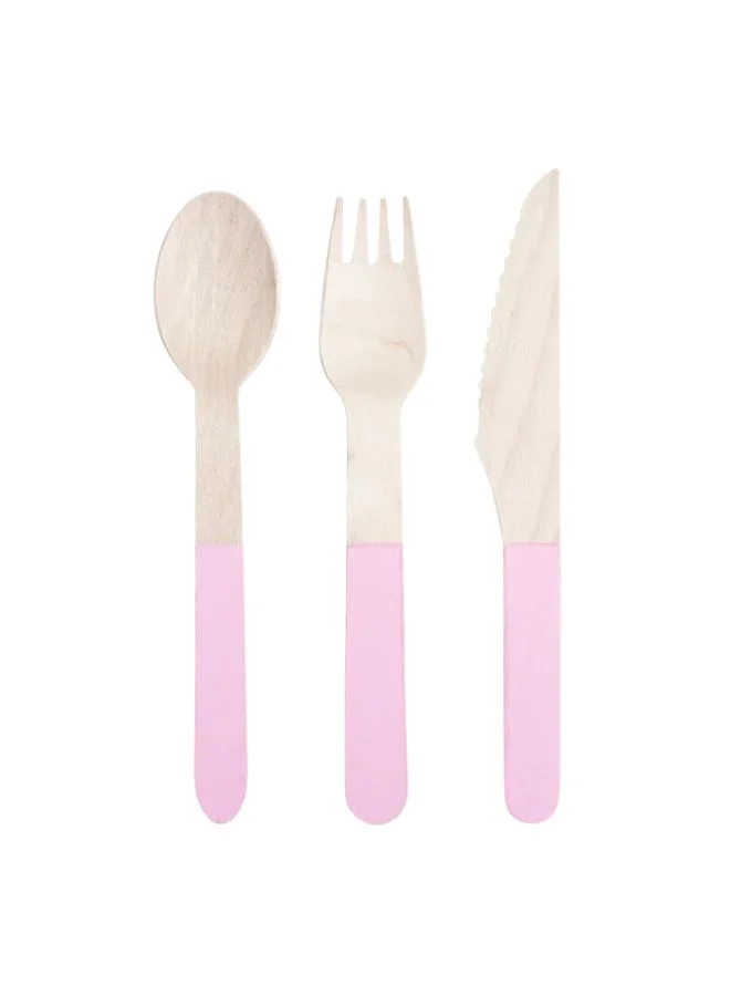 Meri Meri Soft Pink Wooden Cutlery Set