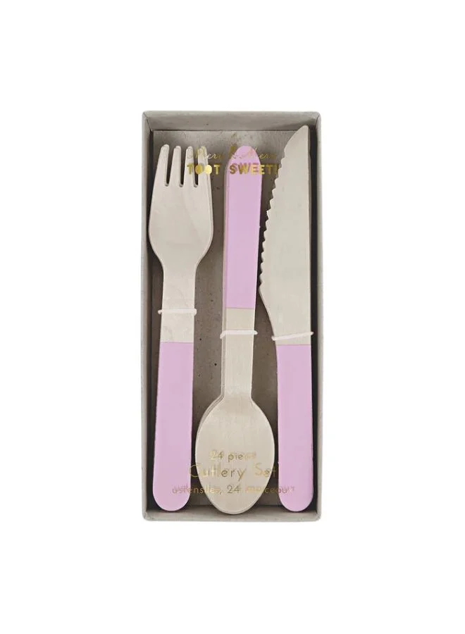 Meri Meri Soft Pink Wooden Cutlery Set