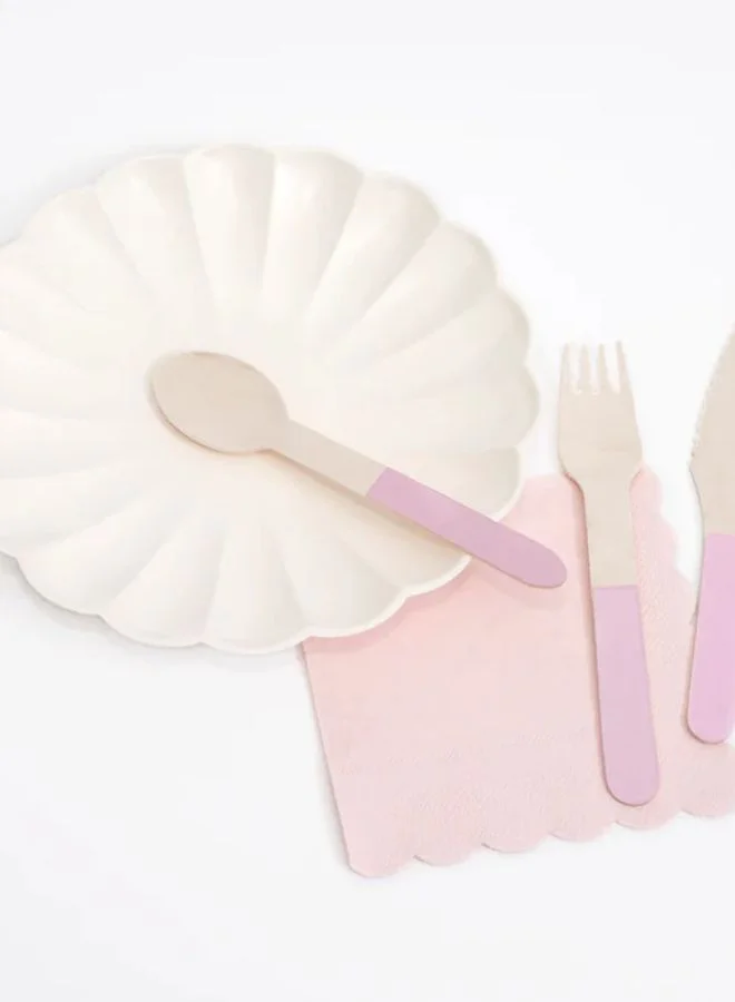 Meri Meri Soft Pink Wooden Cutlery Set