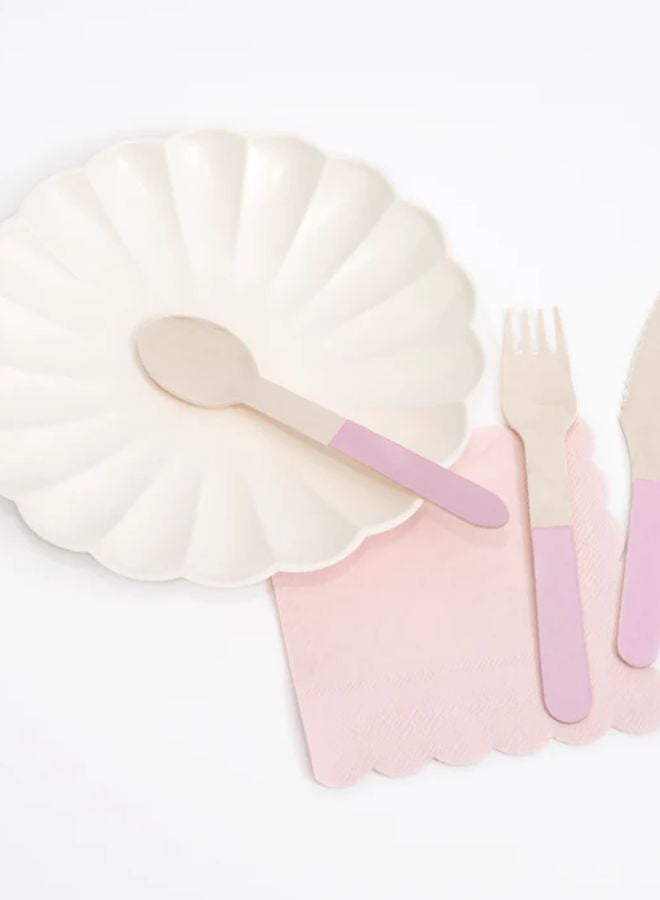 Meri Meri Soft Pink Wooden Cutlery Set - Image 2