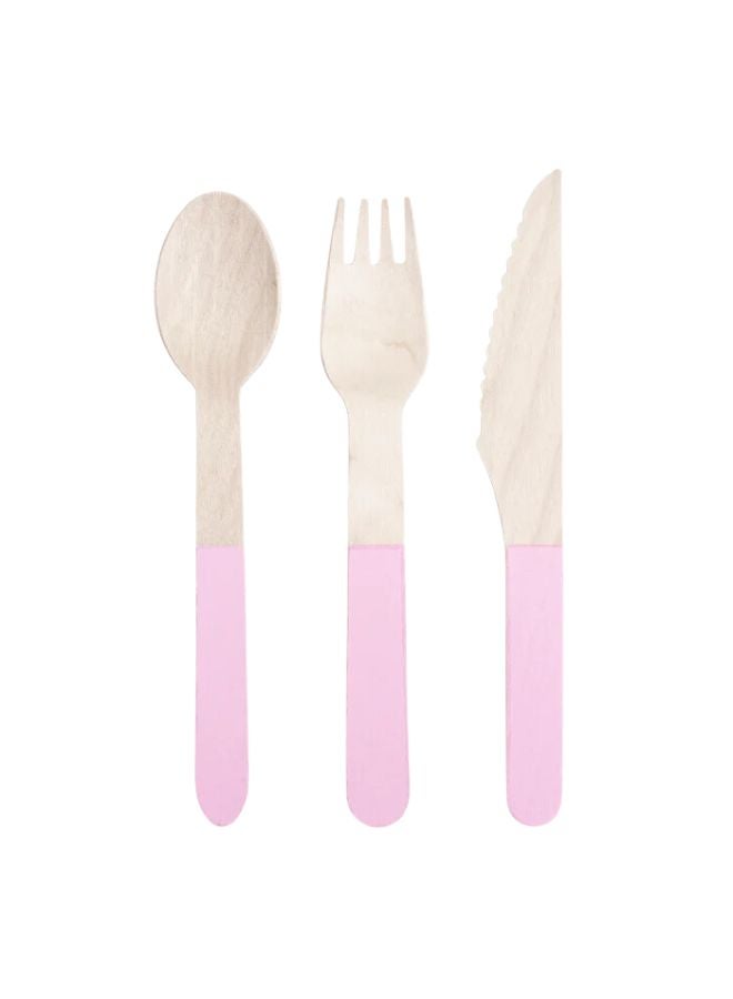 Meri Meri Soft Pink Wooden Cutlery Set - Image 3