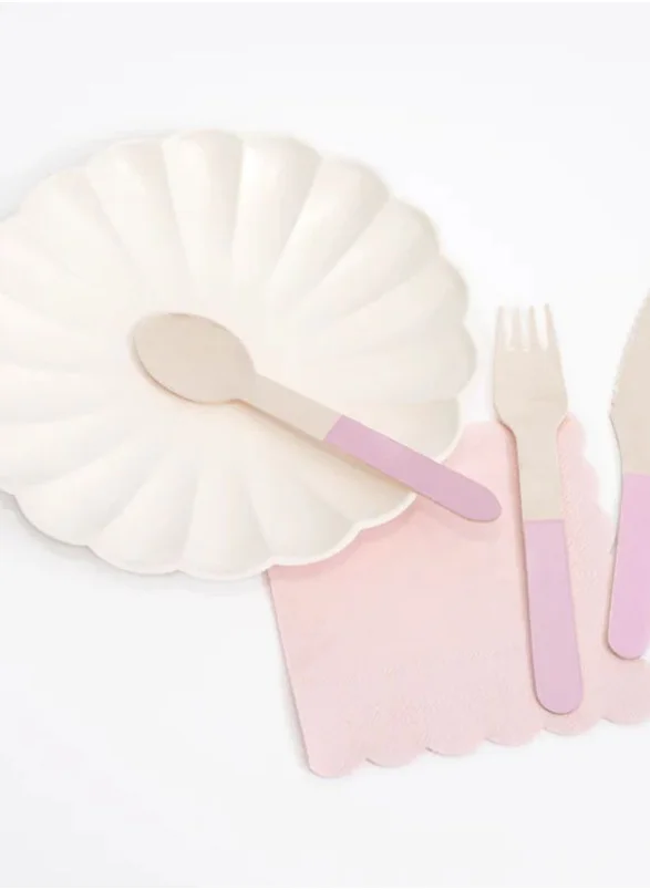 Meri Meri Soft Pink Wooden Cutlery Set