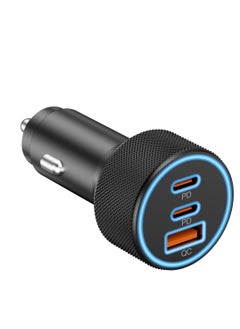 spa luxetique 3-Port Car Charger Super Fast Charging - Dual PD3.0 + QC3.0 (Knight Black) | 67W Max, All-Device Compatible, Anti-Overheat, Universal Fit for Cars/Trucks  - Image 1