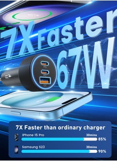 spa luxetique 3-Port Car Charger Super Fast Charging - Dual PD3.0 + QC3.0 (Knight Black) | 67W Max, All-Device Compatible, Anti-Overheat, Universal Fit for Cars/Trucks  - Image 2