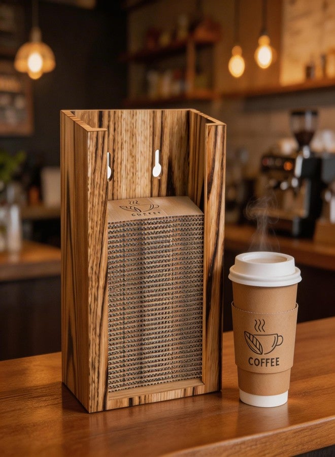 NiHome Coffee Cup Sleeve Storage Holder - Vertical Wooden Dispenser Organizer for Hot Cup Jackets, Coffee Shop Essentials, Accessory Countertop or Wall Mount for Home, Cafe, Restaurant - Image 3