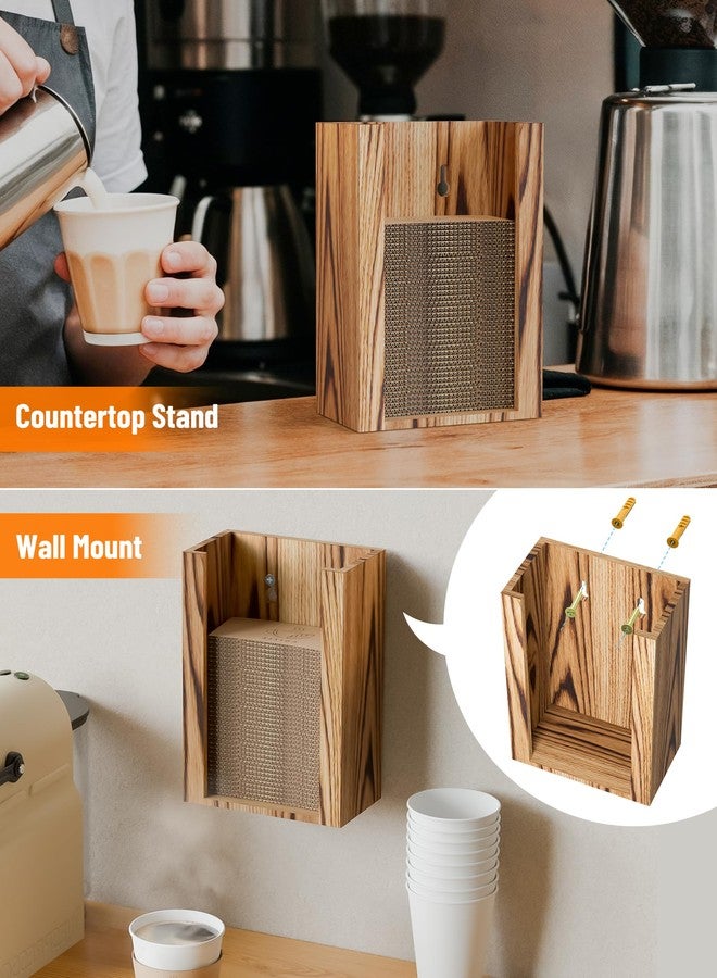 NiHome Coffee Cup Sleeve Storage Holder - Vertical Wooden Dispenser Organizer for Hot Cup Jackets, Coffee Shop Essentials, Accessory Countertop or Wall Mount for Home, Cafe, Restaurant - Image 2