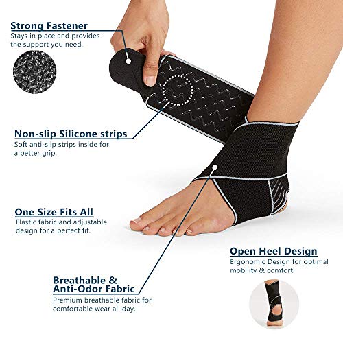 ComfiLife Ankle Brace for Men & Women, Orthopedic Brace - Adjustable Compression Wrap, Ankle Sleeve for Plantar Fasciitis, Tendinitis, Sprain, Swelling, Minor Sprains, Sports, Breathable, One Size - Image 2