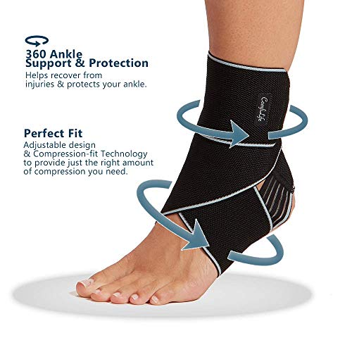 ComfiLife Ankle Brace for Men & Women, Orthopedic Brace - Adjustable Compression Wrap, Ankle Sleeve for Plantar Fasciitis, Tendinitis, Sprain, Swelling, Minor Sprains, Sports, Breathable, One Size - Image 4