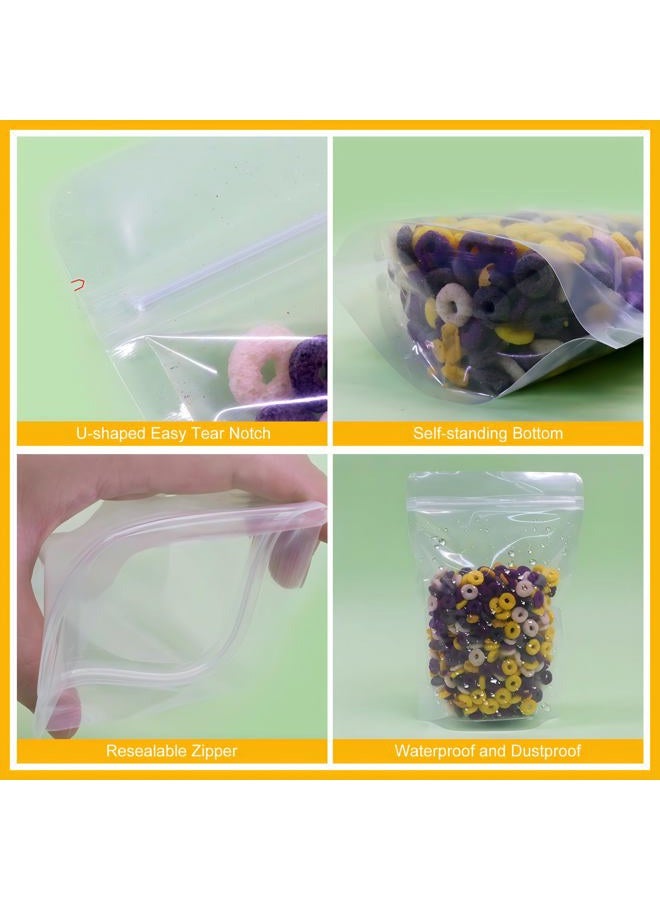 SumDirect 100Pcs Clear Zipper Resealable Stand Up Pouch /Snack Packing Bag for Food Snack Tea and Etc (13cm x 20cm ) - Image 4