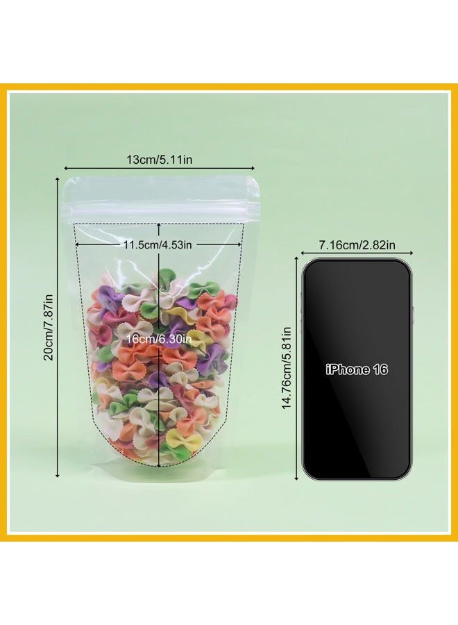 SumDirect 100Pcs Clear Zipper Resealable Stand Up Pouch /Snack Packing Bag for Food Snack Tea and Etc (13cm x 20cm ) - Image 2