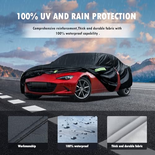 Migaven Car Cover Custom Fit for Mazda MX-5 Miata (1989-2025), Waterproof All Weather for Automobiles Full Exterior Cover Sun Rain Snow Protector with Door Zipper - Image 4