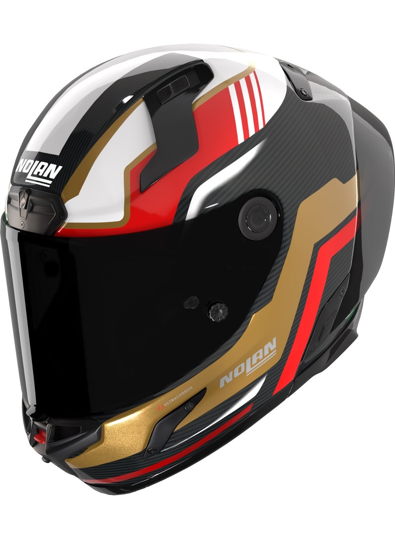 Nolan X-804 RS U.C. PIEGA CARBON/GOLD/RED/GREEN METAL GLOSSY Helmet - Image 2