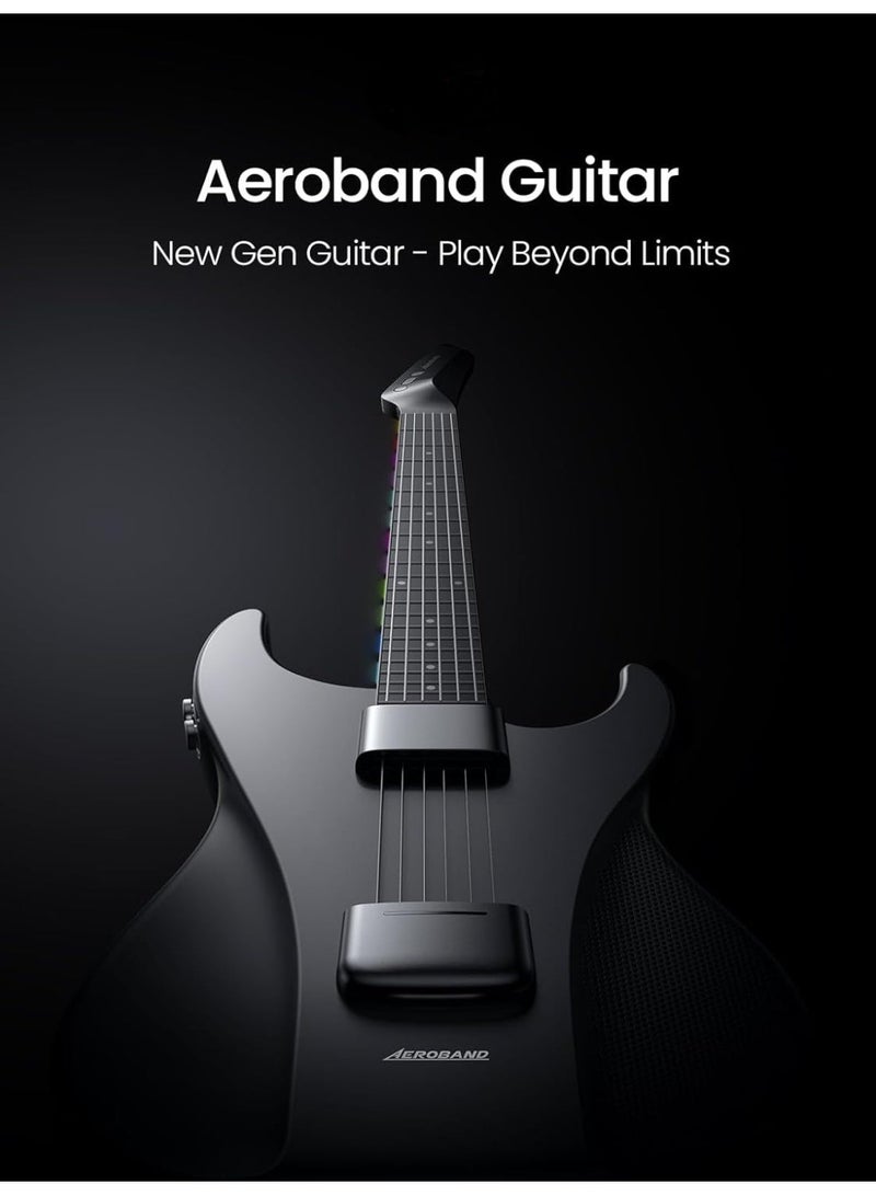 AeroBand جيتار أيرو باند الذكي مع أوتار سيليكون، جيتار صامت للسفر مع لوحة أصابع قابلة للفصل، مدخل سماعة، مكبر صوت مدمج ونظام طبول، تطبيق أيرو باند، جيتار MIDI، بدون حقيبة - Image 2