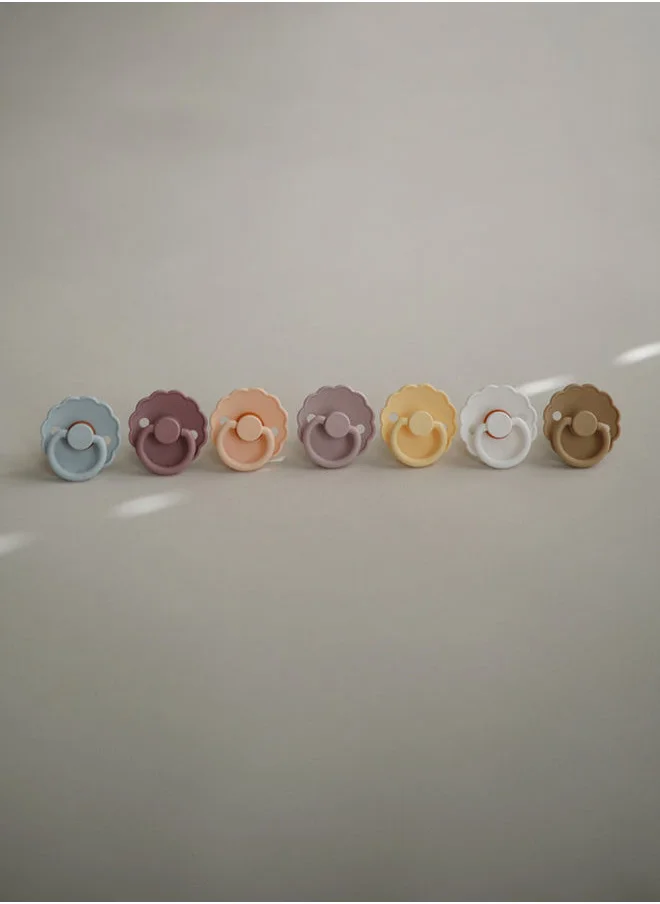 FRIGG Daisy Latex Baby Pacifier, 6-18 Months, Pack of 2, Size 2 - Croissant/Portobello
