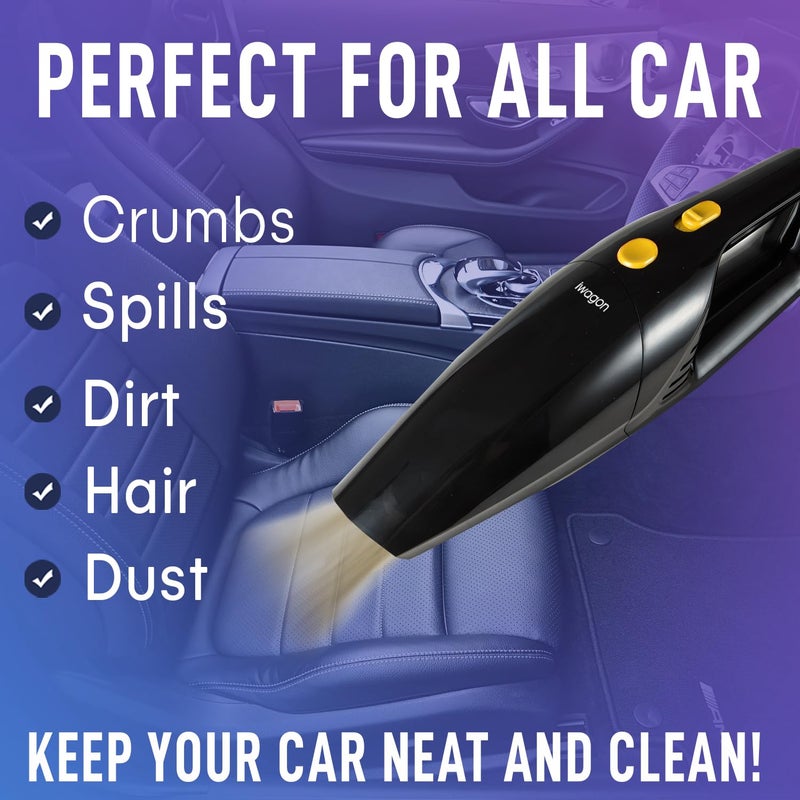 iWagon i689 Car Vacuum Cleaner 12V High Power Handheld Portable Car Vacuum for Deep Cleaning|100W Vacuum Motor & 5000PA Powerful Suction,16 Ft Cord, HEPA-Filter & Bag for Travel-Car Accessories(Black) - Image 5