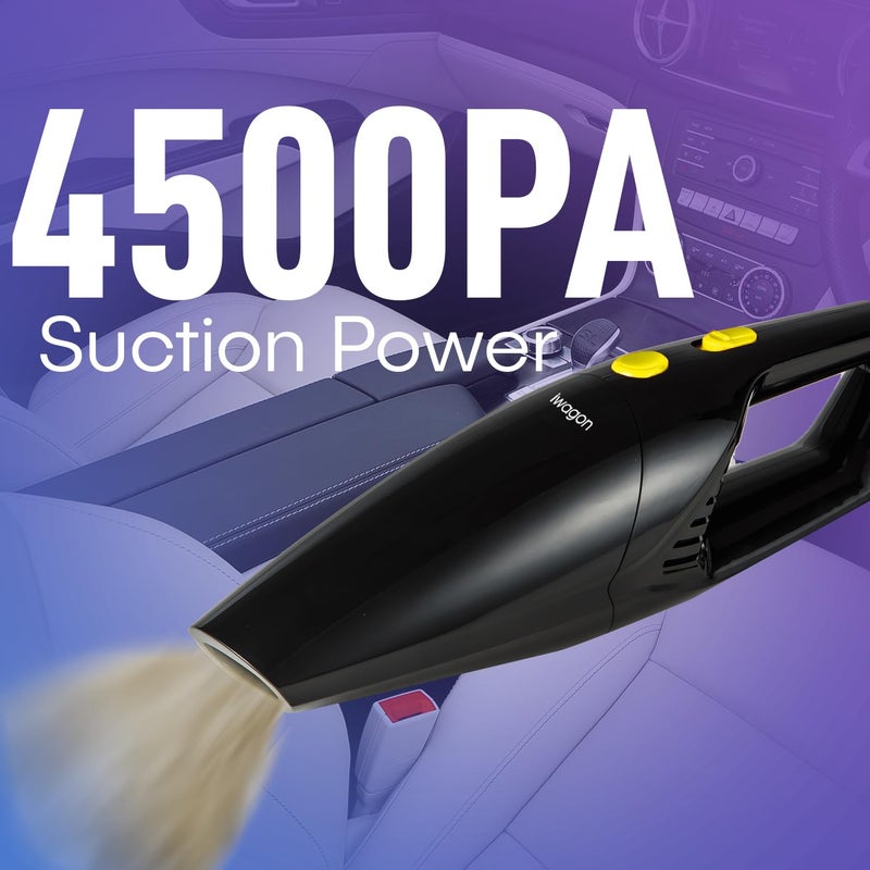 iWagon i689 Car Vacuum Cleaner 12V High Power Handheld Portable Car Vacuum for Deep Cleaning|100W Vacuum Motor & 5000PA Powerful Suction,16 Ft Cord, HEPA-Filter & Bag for Travel-Car Accessories(Black) - Image 3