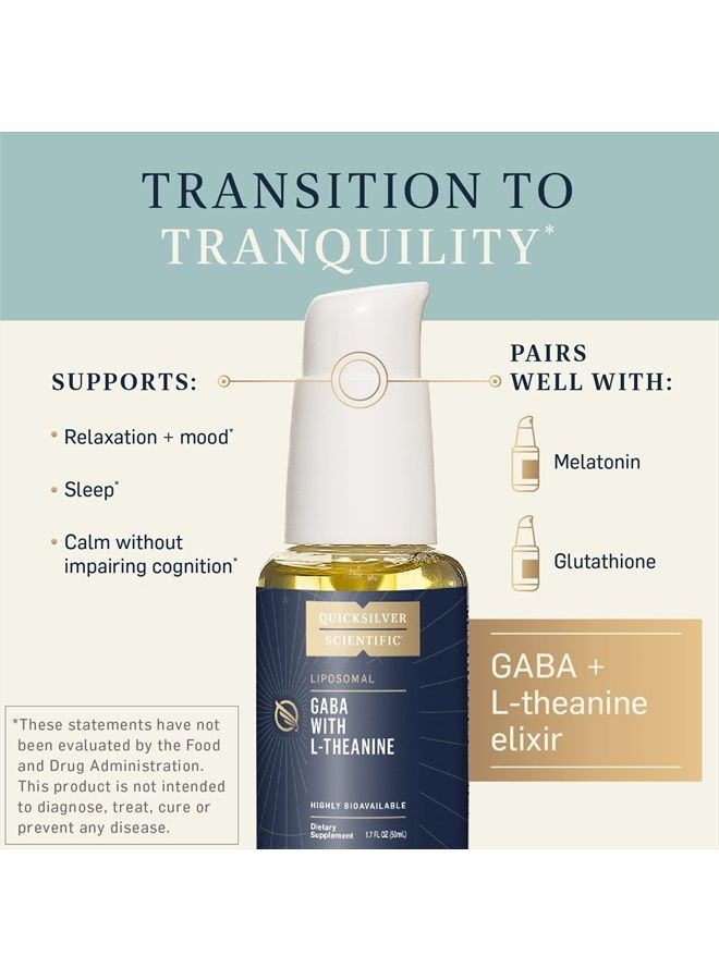 Quicksilver Scientific جابي ليبوسومال مع إل ثيانين - هدوء، استجابة للتوتر ودعم الدماغ - مكمل جابي متاح حيوياً مع إل ثيانين 100 ملغ (1.7 أونصة/50 مل) - Image 2
