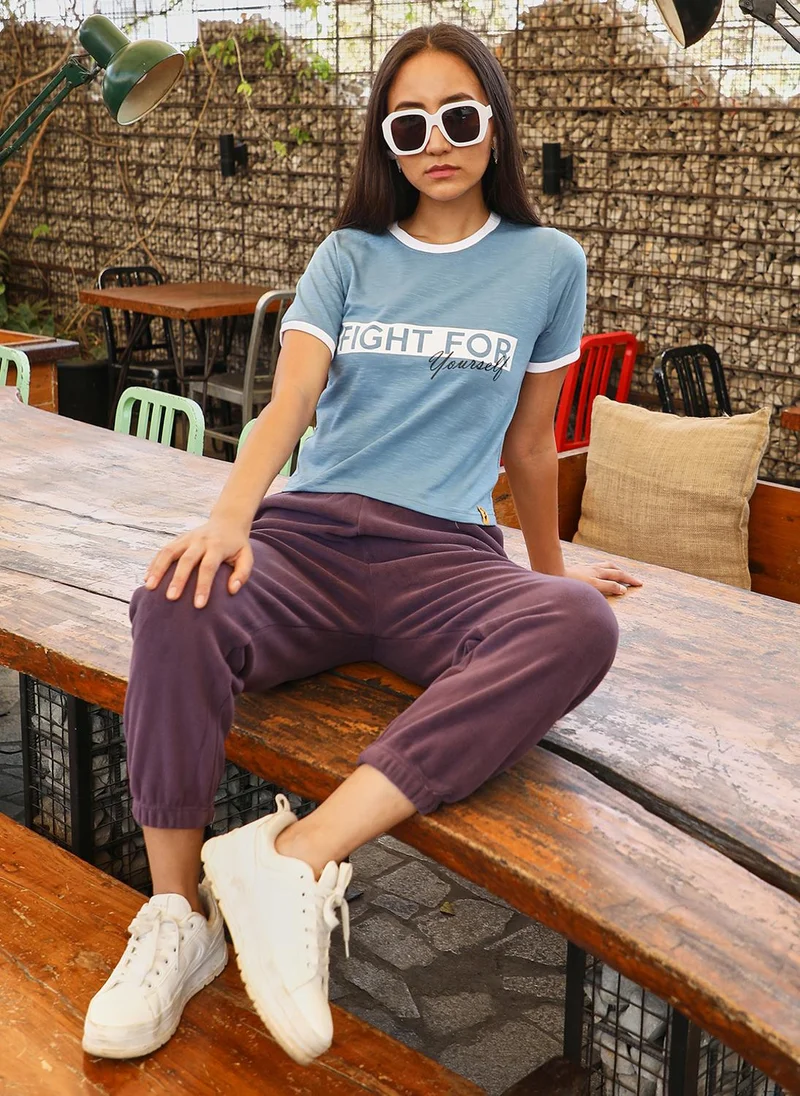 PINACOLADA Women's Powder Blue Fight For Yourself Top