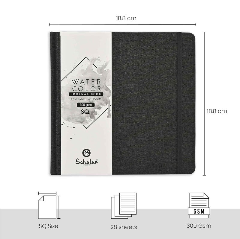 Scholar Watercolour Journal 300 GSM (SQ, Black) - Image 2
