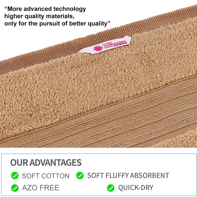 CASA COPENHAGEN Casa Copenhagen Zero Twist, 6 Pieces Set 100% Cotton 0" Twist Towel Set- Beige, 600 GSM, 2 Bath, 2 Hand, 2 Washcloths Egyptian Cotton, Ultra Soft Luxury Towels for Bathroom.  - Image 3