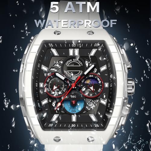 findtime Watches for Men Relojes para Hombres Unique White Blue Gold Wrist Watch Waterproof Sport Military Big Face Chronograph Analog Quartz Watch - Image 4