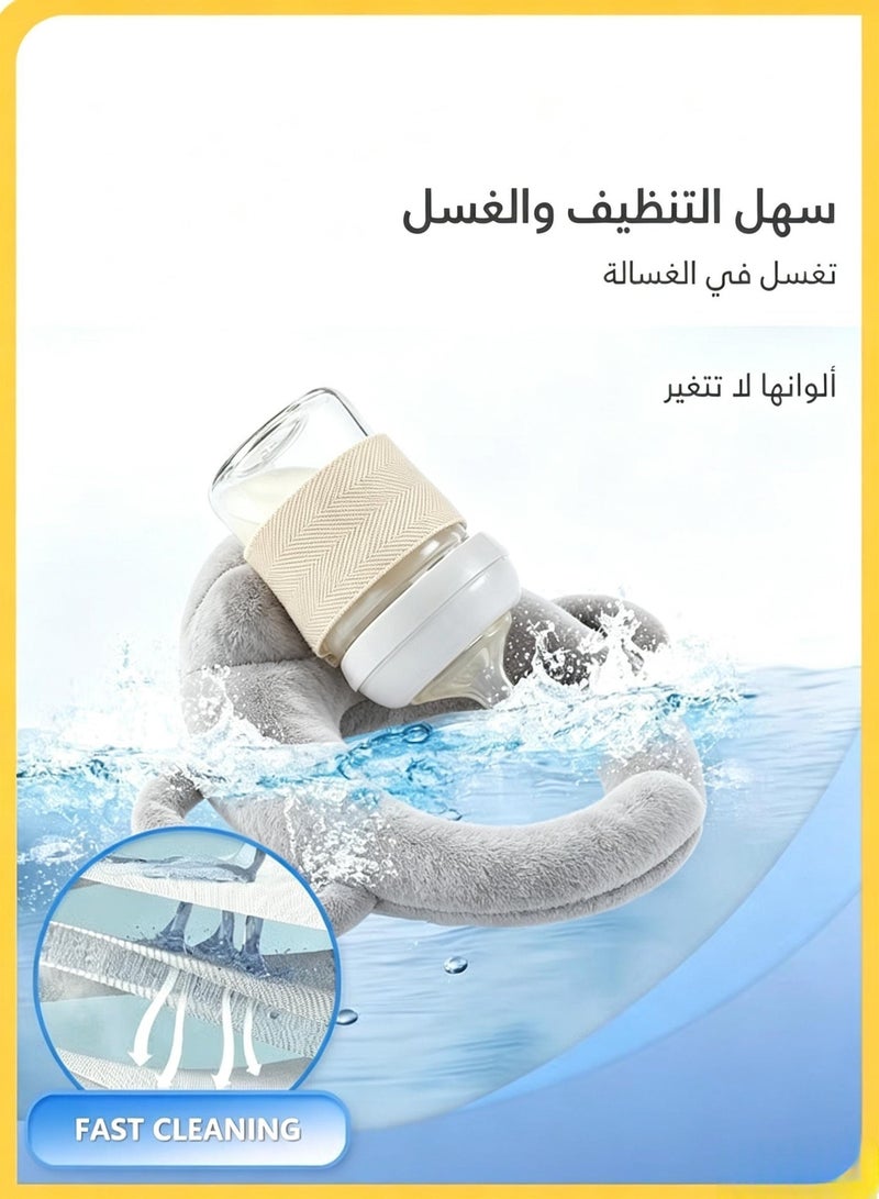 يوجي حامل زجاجة رضاعة للأطفال، حامل زجاجة رضاعة قابل للتعديل، حامل زجاجة رضاعة بدون استخدام اليدين، زجاجة آمنة لمنع السقوط، مناسب للمنزل، والسفر، وعربة الأطفال، والسيارة، ووسائد رضاعة ليلية للأطفال (رمادي) - Image 2