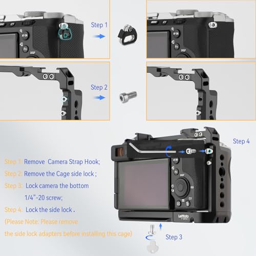 LEFTFOTO Camera Cage for Sony A7C II / A7CR,Camera Protection Frame Rig with Arca Base, Compatibility with DJI RS Stabilizer- for Vlog Video Shooting, black - Image 5